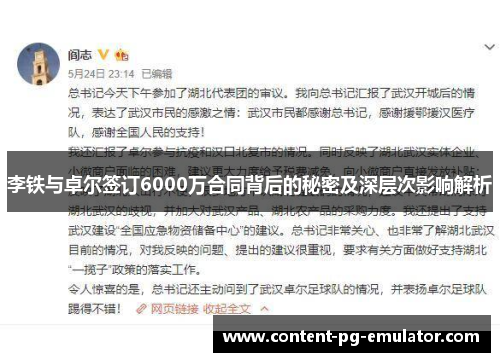 李铁与卓尔签订6000万合同背后的秘密及深层次影响解析